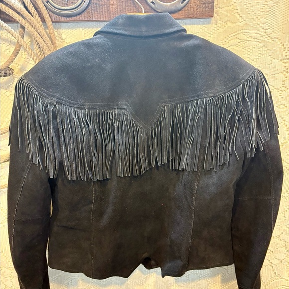 PIONEER Women's Black Fringe Blazer jacket size Medium Large - Picture 7 of 12